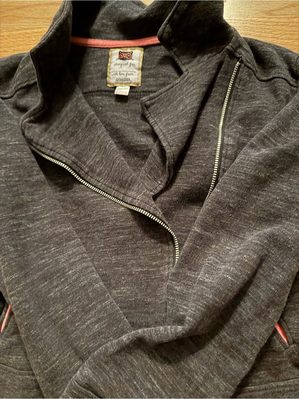 Gymboree Dark Charcoal Gray Zip-Up Jacket with Pink Trim